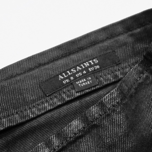 All Saints Wax Denim Black Button Skirt - Picture 3 of 6